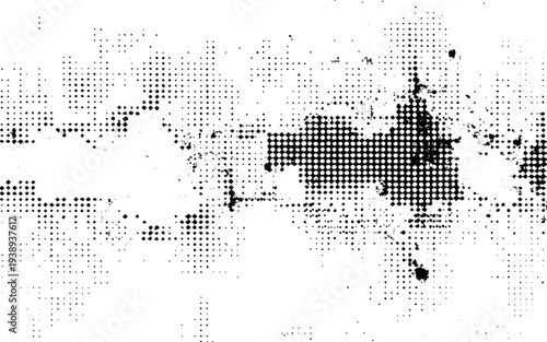 Vector grunge black abstract halftone dots texture effect. Black grunge halftone wall texture.