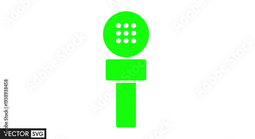 Green Microphone Icon on White Background: Broadcast, Interview, News