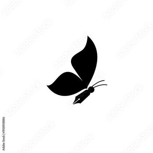 Creative Butterfly and Fountain Pen Nib Logo Design