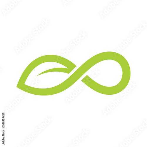 Green Infinity Symbol with Leaf Design.