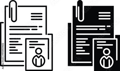 Resume CV Document Profile Icon Set