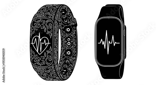 Set of 2 smartwatch vector icons