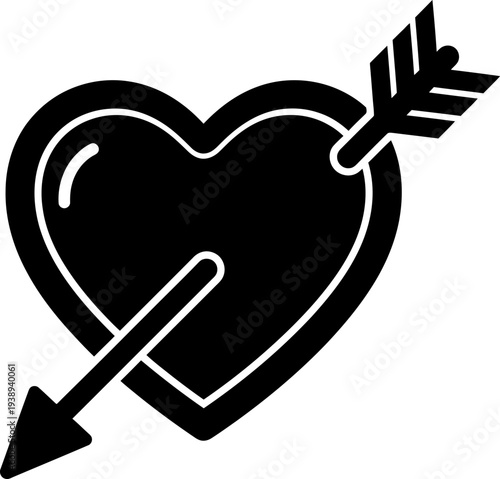 A black heart pierced by an arrow Vector