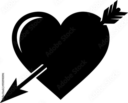 A black heart with an arrow through it Vector