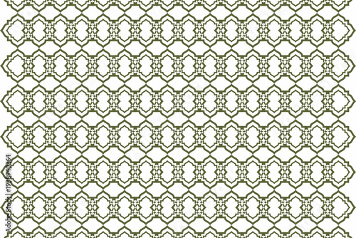 Elegant geometric seamless pattern in olive green on white background