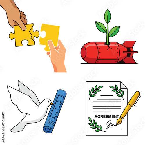 Peace Agreement Treaty and Post Conflict Rebuilding Set