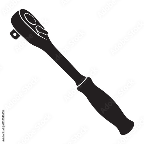 Vector illustration of a ratchet wrench tool for mechanical and diy projects Icon Silhouette vector black design on a white background