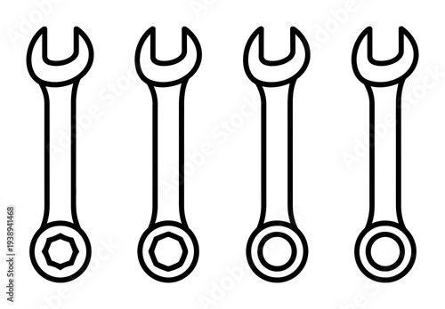 Four Wrenches: Open-End and Box-End Tools
