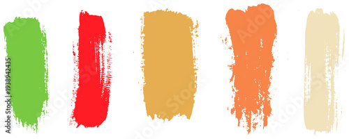 Set of colorful brush strokes, lines, dry brush, hand painted design elements. Grunge boxes, textured, backgrounds for text. Colored rough grunge edges. Collection of artistic brushes.