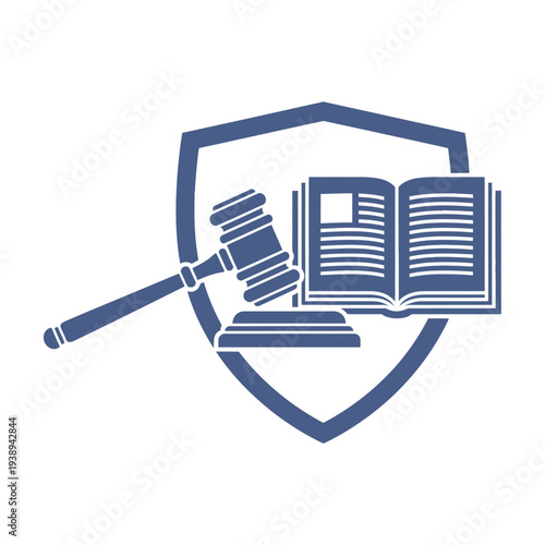 Law Icon with Gavel and Book.