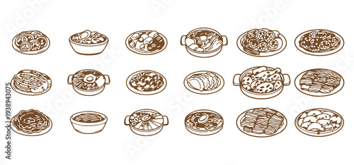 Rustic Monochrome Food Illustration Set
