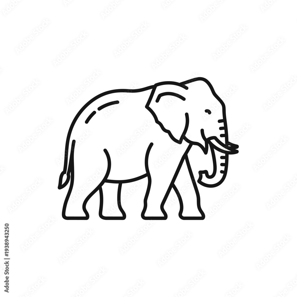 Fototapeta premium Elephant outline icon wild animal symbol.
