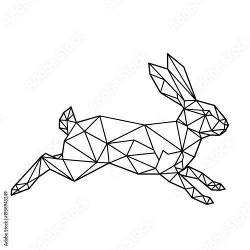 Geometric polygonal rabbit outline illustration.