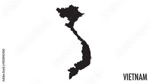 Map of Vietnam country silhouette with provincial divisions and clear white background featuring provinces, geography, Southeast Asia with travel and