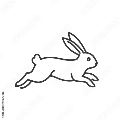 Running Rabbit Outline Illustration.