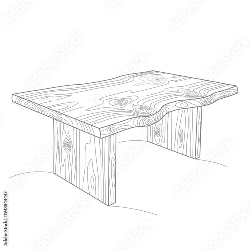 Rustic wooden coffee table with live edge design.