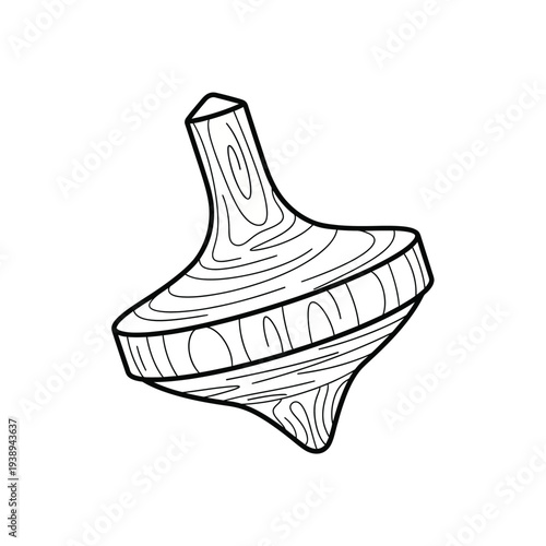 Wooden Spinning Top Toy Outline.