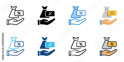Income tax icons set multiple style collection. Editable stroke 
