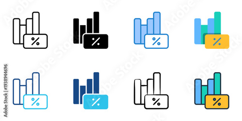 Capital gains tax icons set multiple style collection. Editable stroke 
