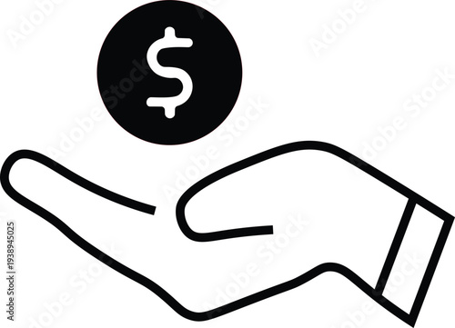Hand Holding Dollar Coin Icon