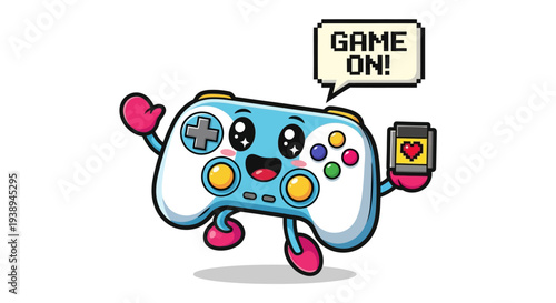 Cute Cartoon Game Controller with Pixel Heart Display