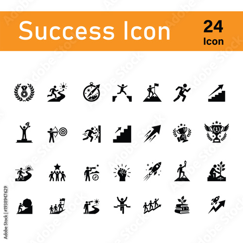 Achievement Icons: Success, Goals, and Motivation for Business