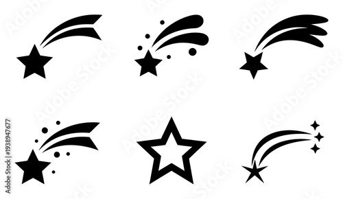 Shooting Stars and Star Icons Vector Illustration