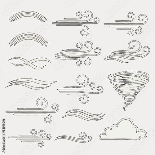 Stylized Wind and Tornado Elements Collection.