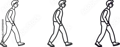 Man walking sequence icon, flat design, isolated on white background