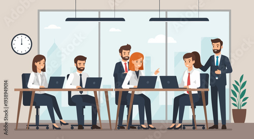 Business Professionals Working Together in Office.