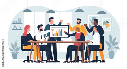 Business Team Discussing Data Analysis Results.