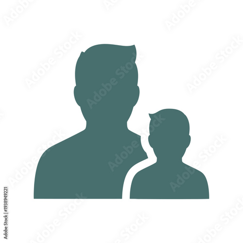 Silhouettes of Man and Child Profile.
