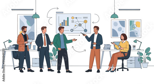 Group of Business Professionals Discussing Project.