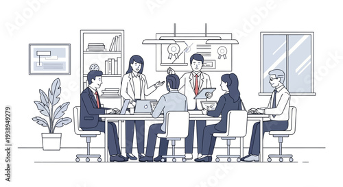 Group of Business Professionals in Meeting.