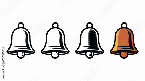 Bell Icons Set Simple Elegant Vector Illustration