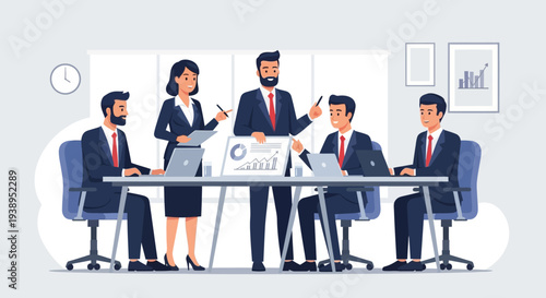 Business Professionals Discussing at Conference Table.