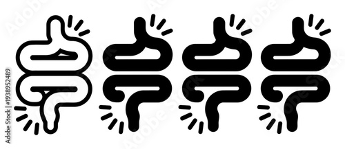 Stomach Pain Icon Set Vector Illustration