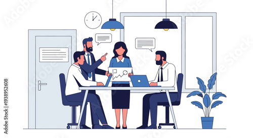 Business Professionals Meeting Around Table.