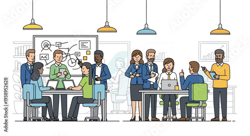 Group of Business Professionals in Meeting Room.