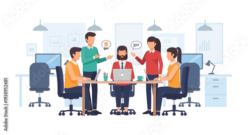 Group of Colleagues Collaborating in Office.