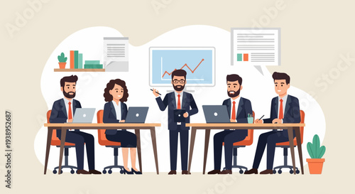 Business Professionals Working Together in Office.