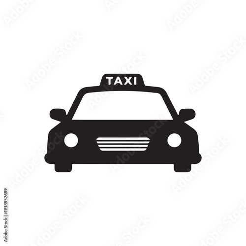 Black silhouette of a taxi car with a taxi sign on top  simple icon for use in graphic design