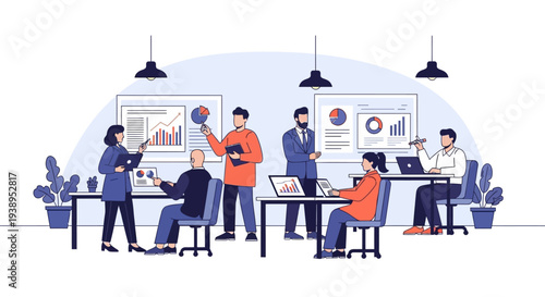 Group of People Working Together Office.