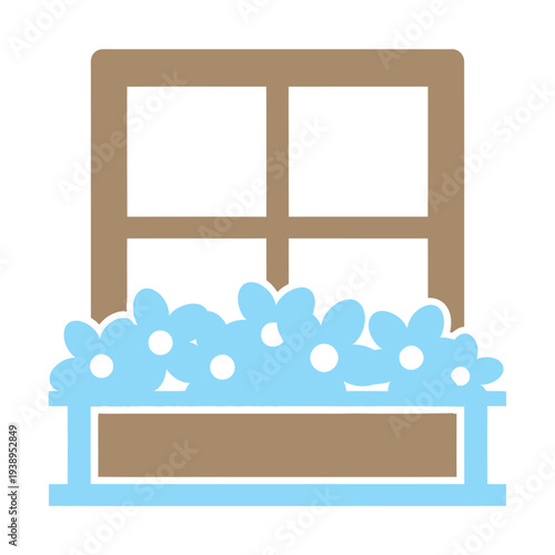 Tableau sur toile Window with Flowers in Planter Box.