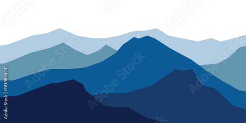 Abstract Blue Mountain Landscape Background with Layered Peaks