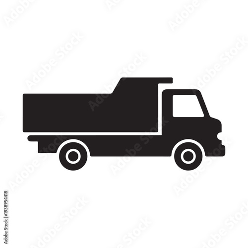 Black truck icon with white outline on white background  simple delivery vehicle symbol