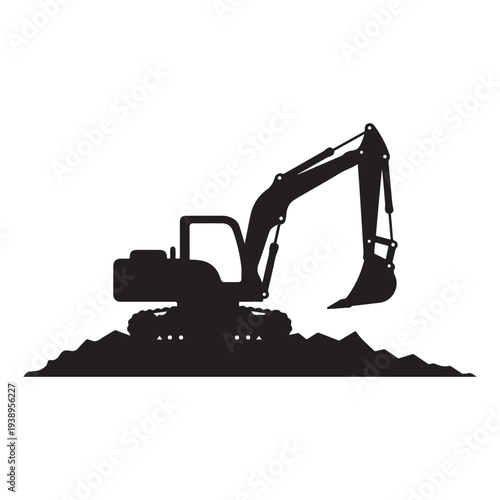 Excavator machine digging pile of dirt construction equipment heavy industry vehicle earthmoving  heavy machinery