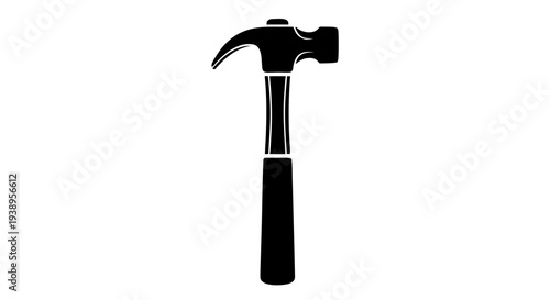 Isolated vector illustration of a steel claw hammer and iron nails for carpentry, construction, and home repair hardware equipment on a white background