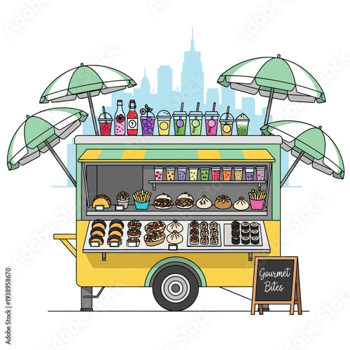 Vibrant food truck serving gourmet bites in the city