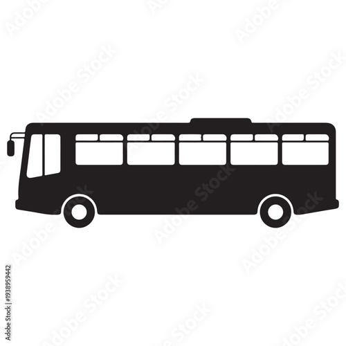 Side view of a large public transportation vehicle  a bus with windows on the side  isolated on white background